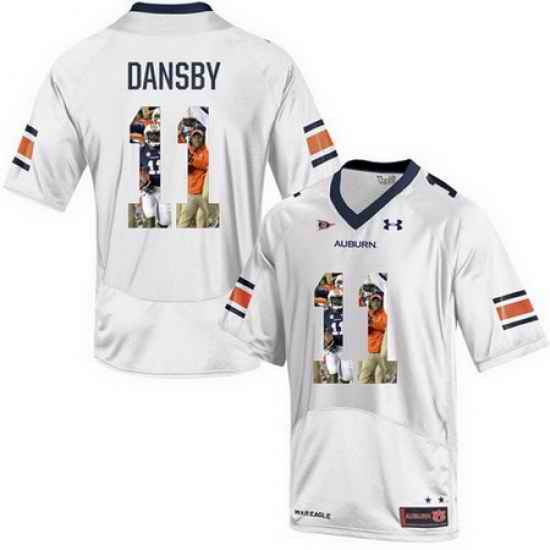 Auburn Tigers 11 Carlos Dansby White With Portrait Print College Football Jersey